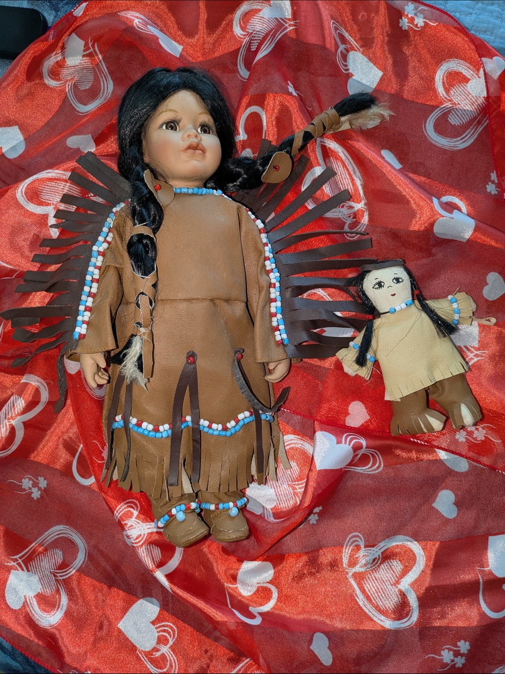 Handcrafted  Geppeddo Heirloom Native-Inspired Doll with Beaded Outfit